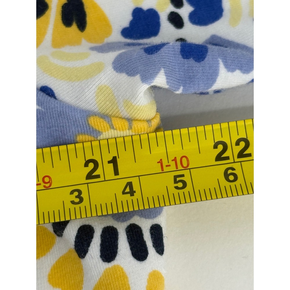 Hearts of Palm Womens Blue Yellow Floral V-Neck 3/4 Sleeve Knit Top Ring Sz L - Picture 6 of 8